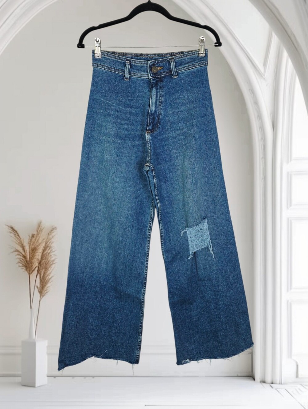 Zara Bloggers Favorite Wide-Leg High-Rise Blue Jeans Size 6